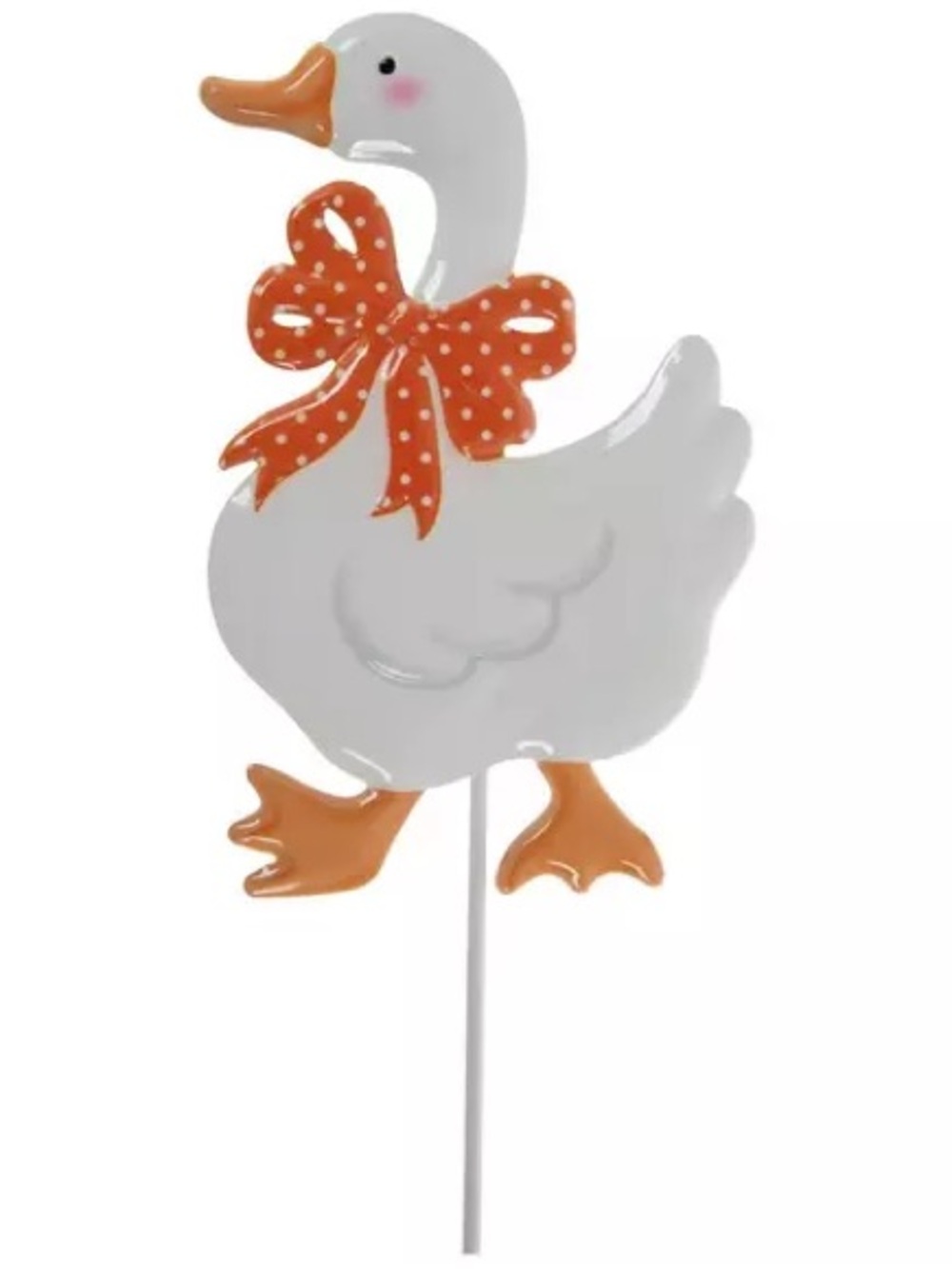 (4) Orange Bow Goose Metal Garden Pick